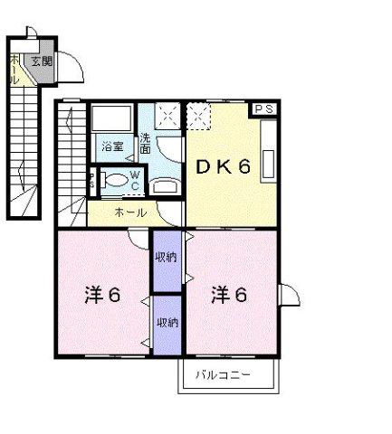 セードルΑ(2DK/2階)の間取り写真