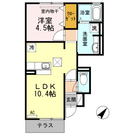 HARARAN CASTLE(1LDK/1階)の間取り写真
