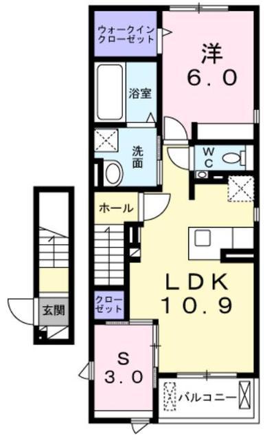 ル・シエル クレール(2LDK/2階)の間取り写真