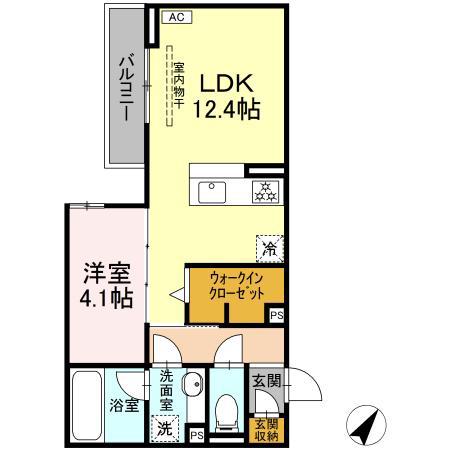 DCREST新川S(1LDK/2階)の間取り写真