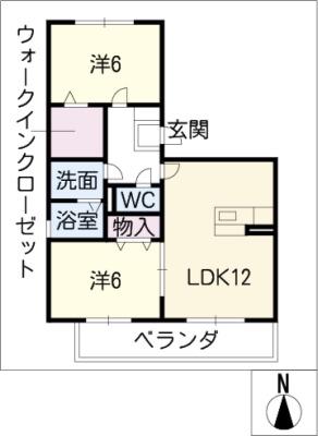リヴィエール(2LDK/1階)の間取り写真