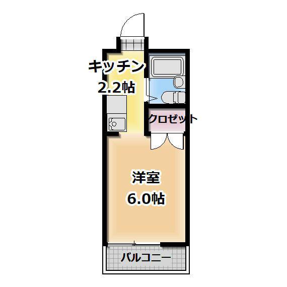 メゾンたかの(ワンルーム/1階)の間取り写真