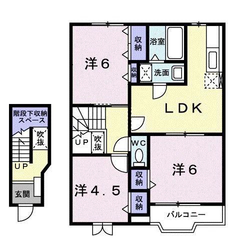 メゾンド・フルールB(3LDK/2階)の間取り写真
