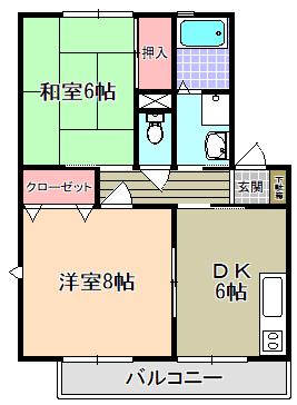 ロイヤルアネックスII(2DK/2階)の間取り写真