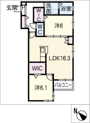 GRAND ETOILE鴻の巣(2LDK/2階)の間取り写真