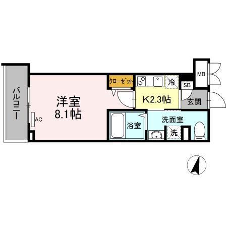 オリヴィエ宝町(1K/1階)の間取り写真