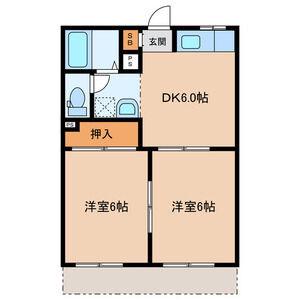 チェリーハウス(2DK/1階)の間取り写真