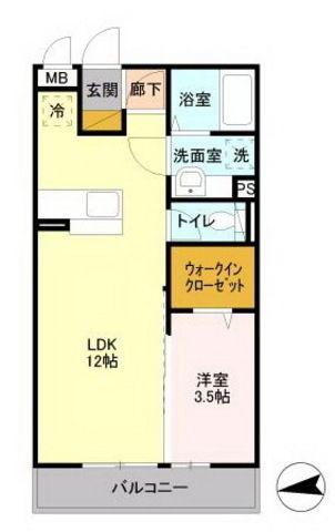 花水木 I棟(1LDK/3階)の間取り写真