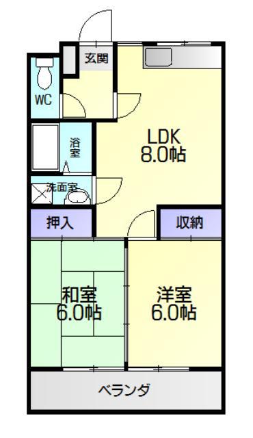 パームコート(2LDK/5階)の間取り写真