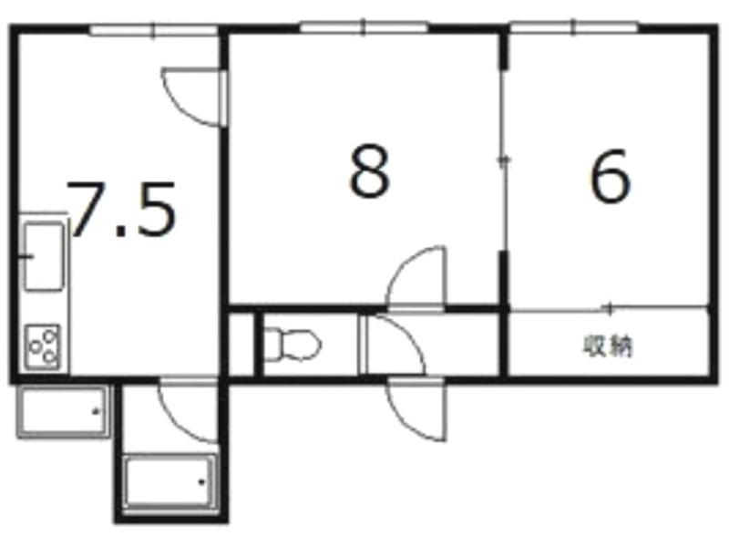 コンツェルト発寒I(2LDK/2階)の間取り写真