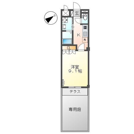 PLASIR(1K/1階)の間取り写真