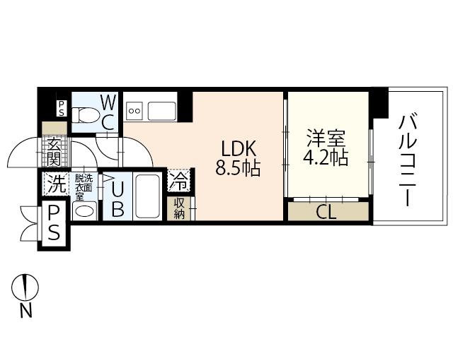 PLACIDO宇品(1LDK/6階)の間取り写真
