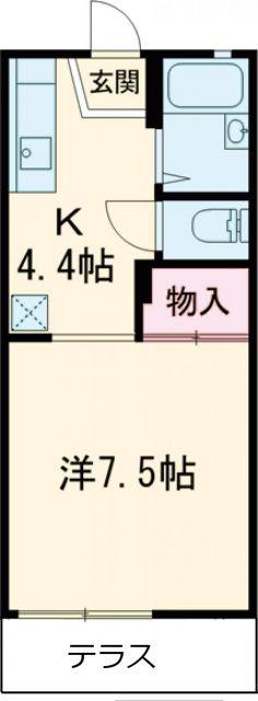 石神ハイツB(1K/1階)の間取り写真