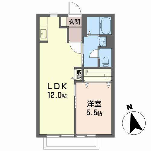 S.フラット A(1LDK/2階)の間取り写真