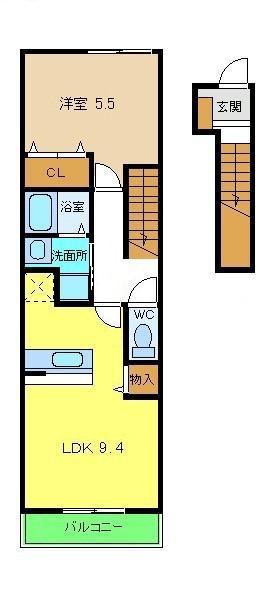 ソルシェール和泉中央2(2LDK/2階)の間取り写真