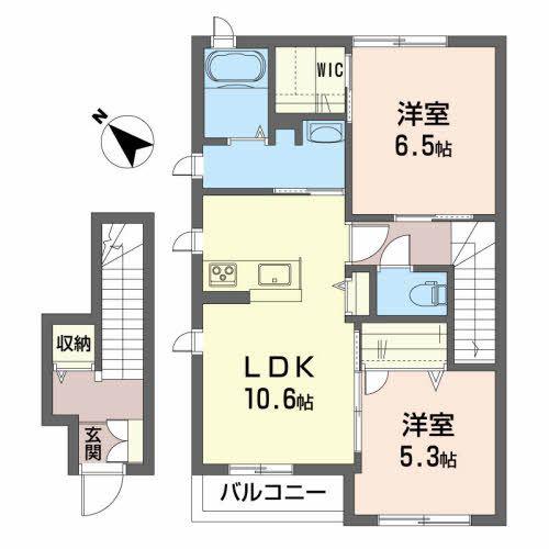 JR常磐線 鹿島駅 徒歩17分 2階建 築10年(2LDK/2階)の間取り写真