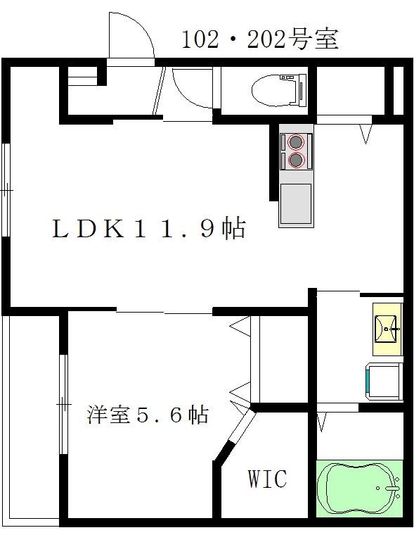 MAISON DE FLEUR(1LDK/1階)の間取り写真