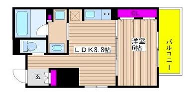 リーガル南堀江(1LDK/13階)の間取り写真