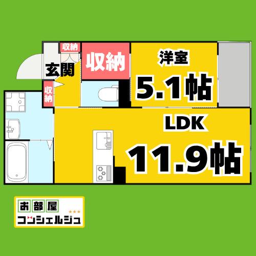 パルクボヌール川名(1LDK/2階)の間取り写真