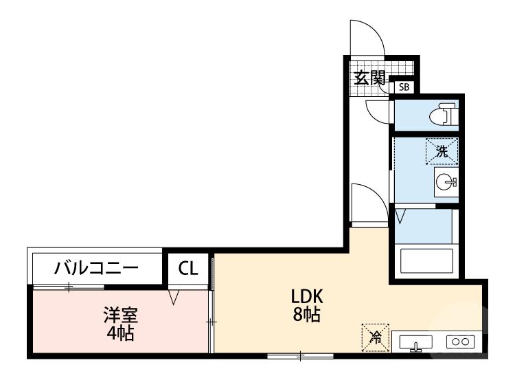 ALEGRIA豊津(1LDK/2階)の間取り写真