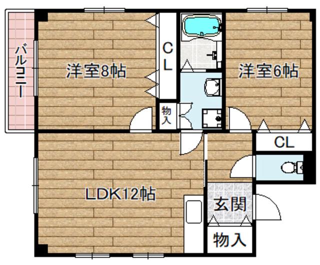田渕ビル城西町(2LDK/2階)の間取り写真