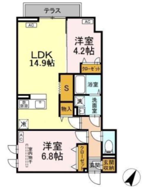セレスティア柴又VII(2LDK/3階)の間取り写真