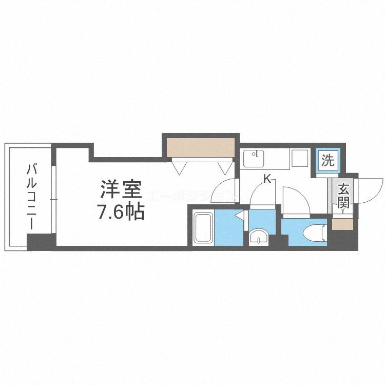 LUXE難波西III(1K/5階)の間取り写真