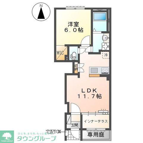 海老名市中野1丁目アパート(1LDK/1階)の間取り写真