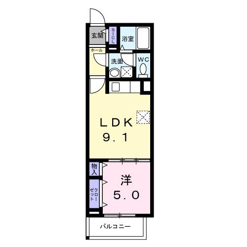 ヒカルサ尼崎栗山町(1LDK/2階)の間取り写真