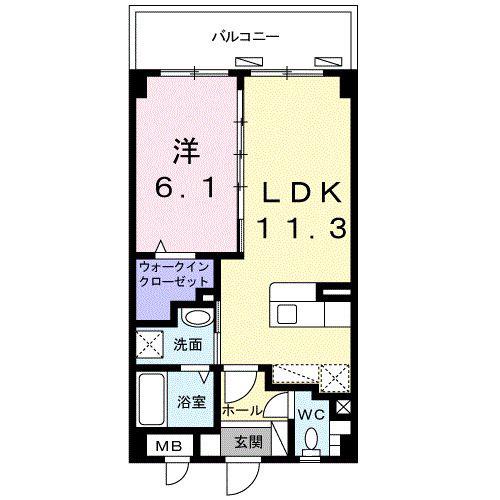 グレイスパグーロ J(1LDK/3階)の間取り写真