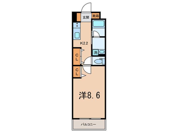CORVAL三軒茶屋(1K/1階)の間取り写真