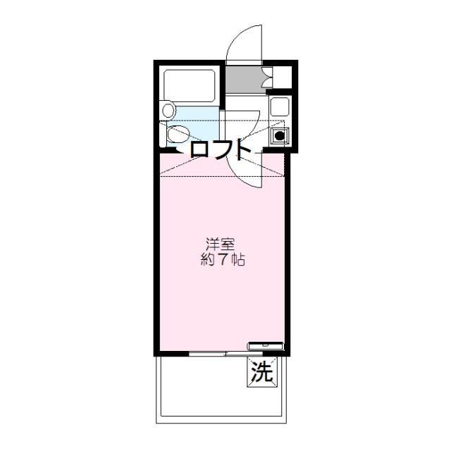 銀東ハイツIII(1K/2階)の間取り写真
