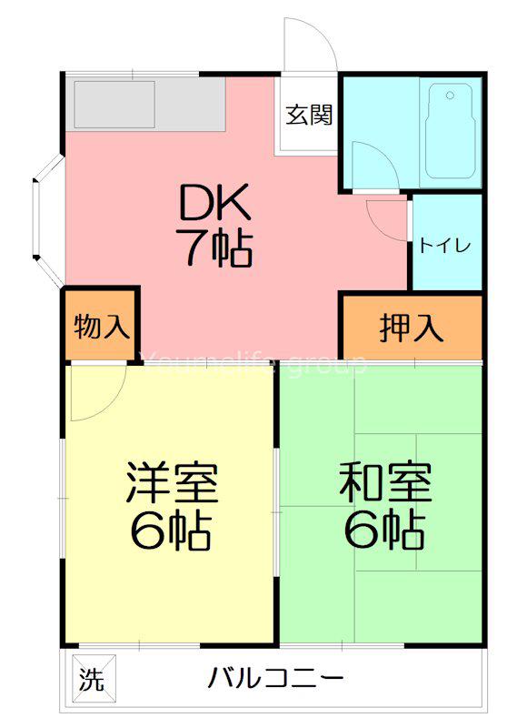 メゾンわかば(2DK/2階)の間取り写真