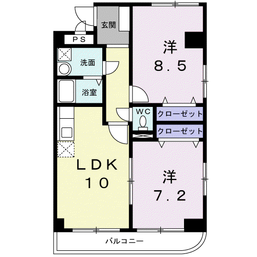 ツ-ノミヤ・プレッソ(2LDK/2階)の間取り写真