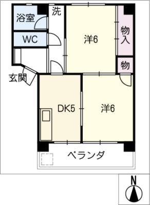 各務原ハイツ(2DK/3階)の間取り写真