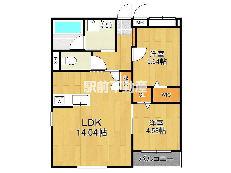 フルリジェール花見ヶ浜(2LDK/2階)の間取り写真