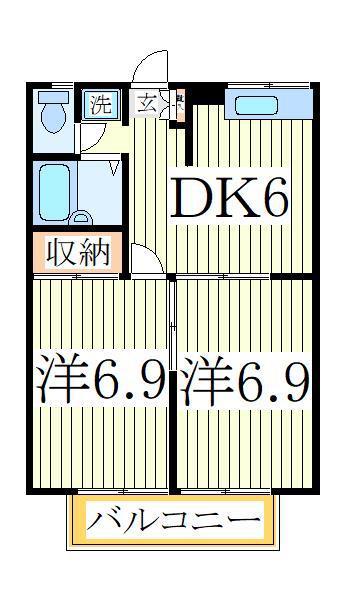 エステート渡辺(2DK/2階)の間取り写真