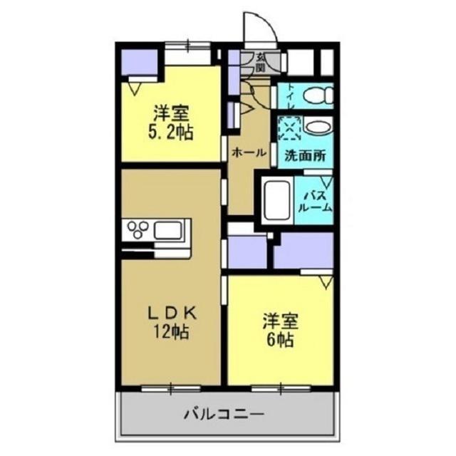 フレグラントコート(2LDK/2階)の間取り写真