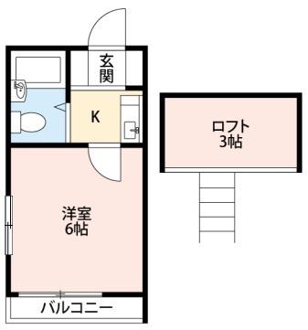 ボヌール 絆 II(1K/2階)の間取り写真