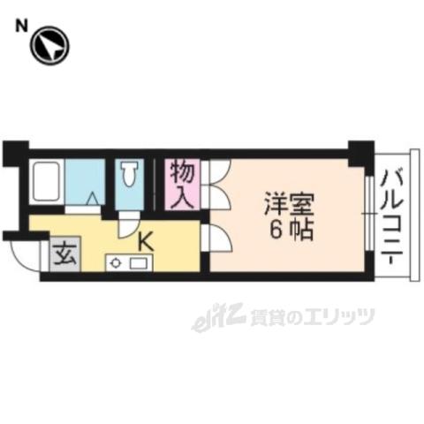 UKハイム北山(1K/2階)の間取り写真