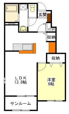 Y PLACE II III IV(1LDK/1階)の間取り写真