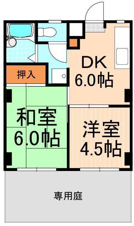 第二サイプレスマンション(2DK/1階)の間取り写真