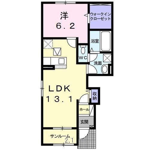 アリビオ II(1LDK/1階)の間取り写真