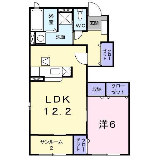 グレイナE(1LDK/1階)の間取り写真
