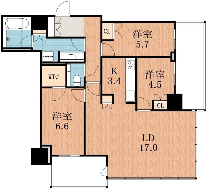 グランドメゾン新梅田タワー THE CLUB RESIDENCE(3LDK/3階)の間取り写真
