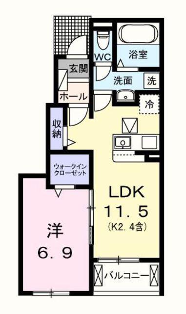 ラベンダーベイ(1LDK/1階)の間取り写真
