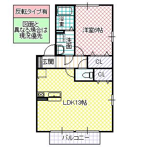 アプローズスクエアC(1LDK/1階)の間取り写真