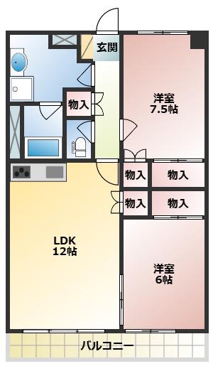 ル・ソレイユ(2LDK/3階)の間取り写真