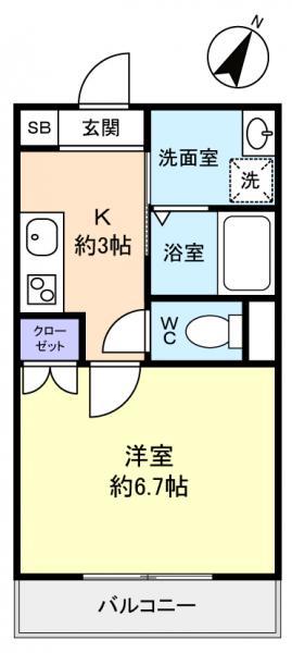 DOビル上町ヘーベルメゾン(1K/2階)の間取り写真