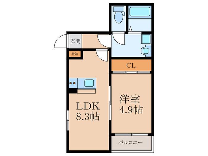 BRAVE BASE苅田(1LDK/2階)の間取り写真